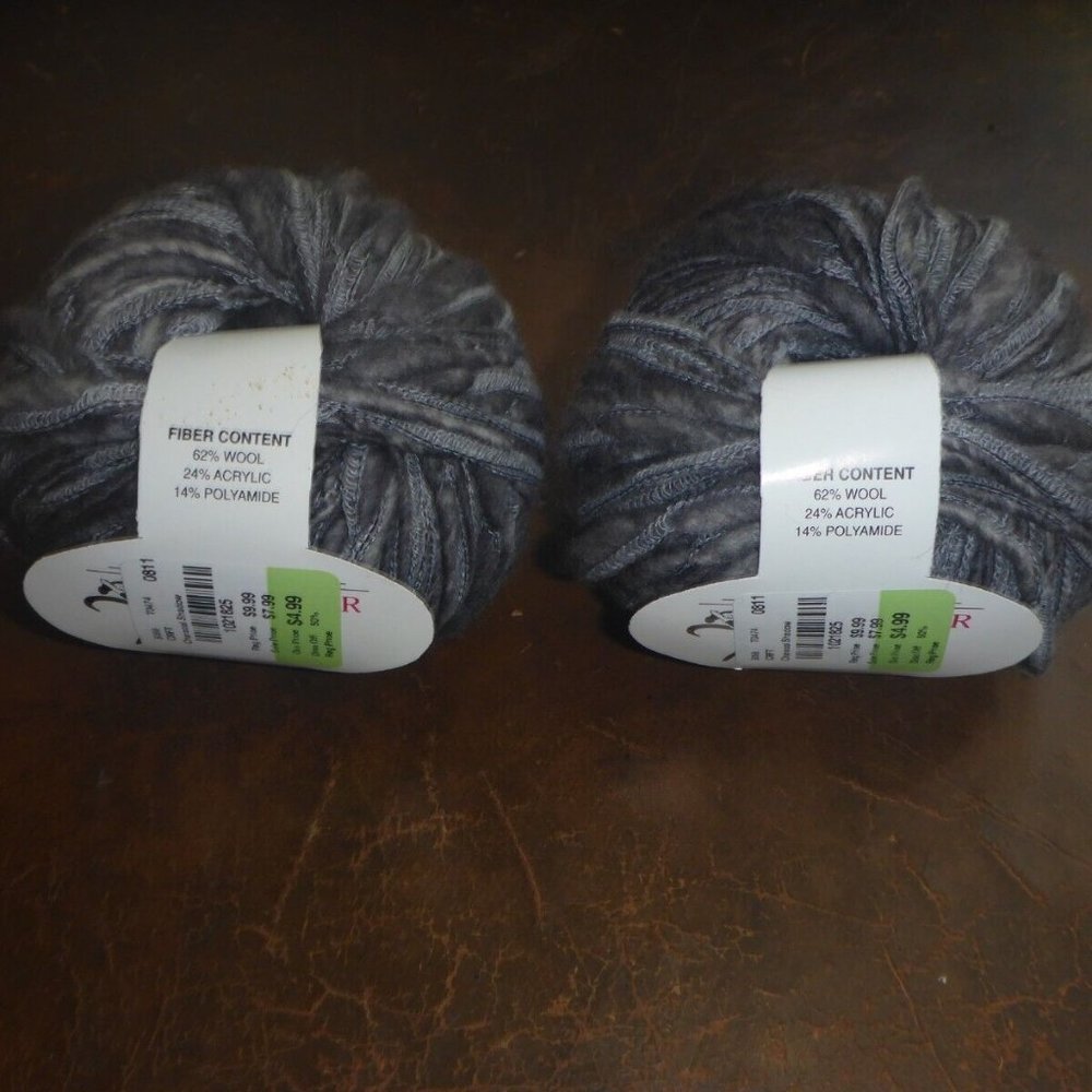 2 Balls Trendsetter Wool Blend Yarn Color 14 Charcoal Shadow - 60 yds ea.